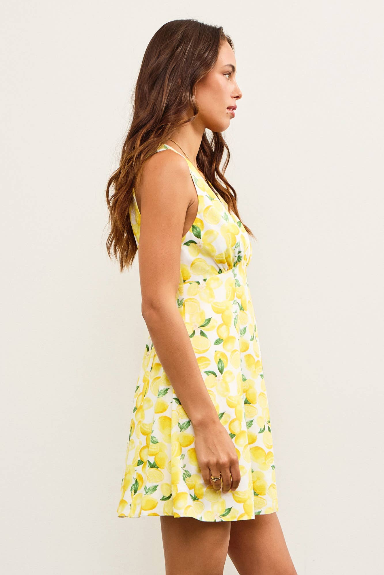 Lemon V Neck Mini Dress