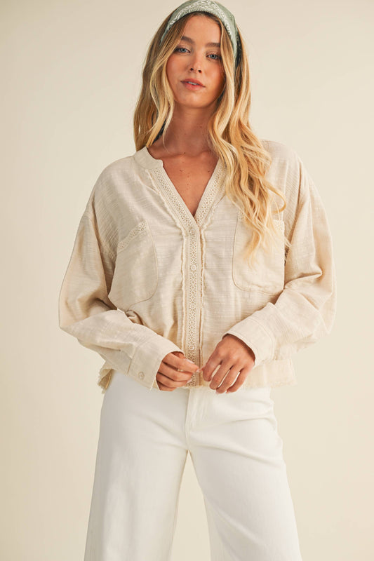 Celeste Lace Trim Raw Edge Top