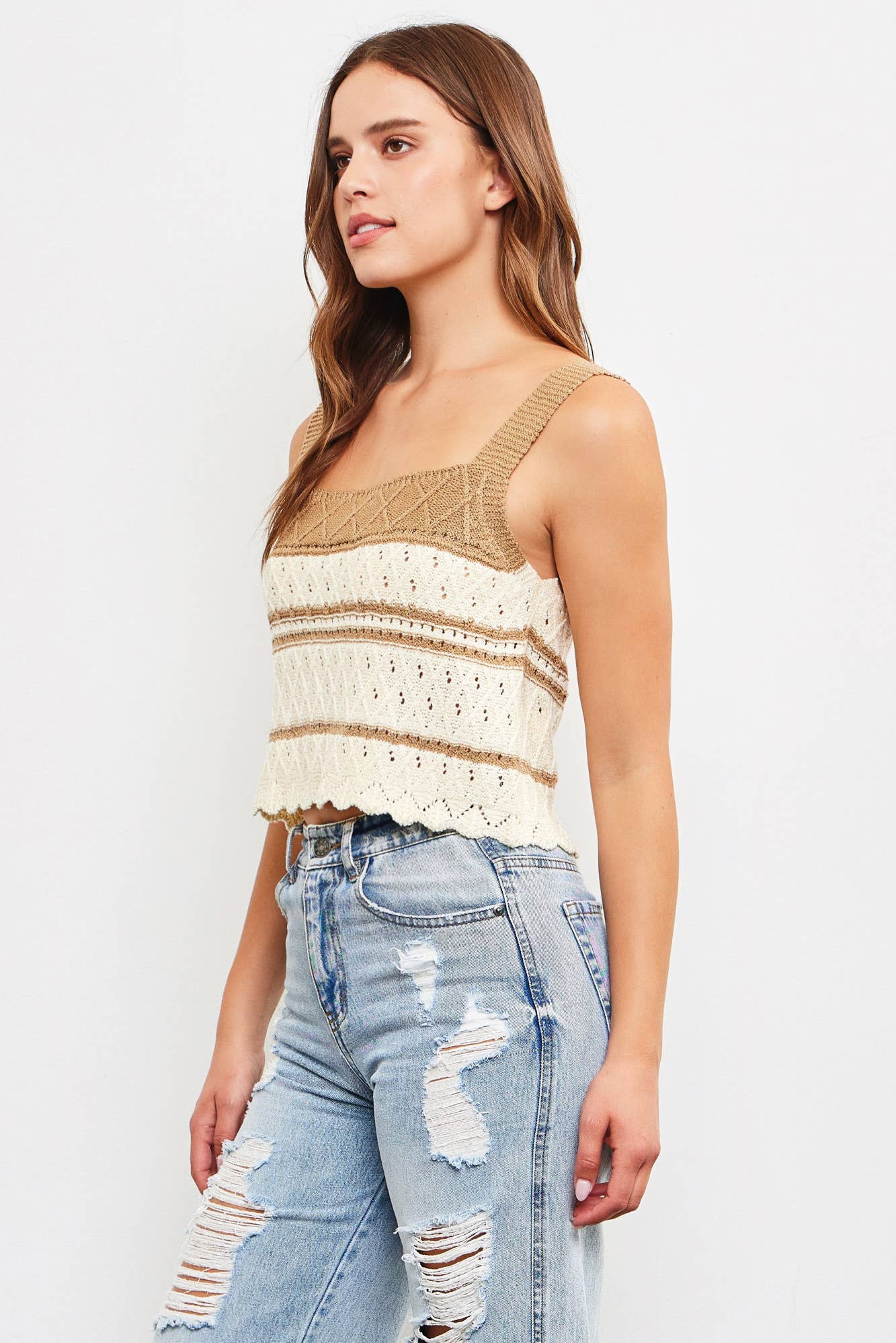 Ellie Crochet Cami Sweater Top