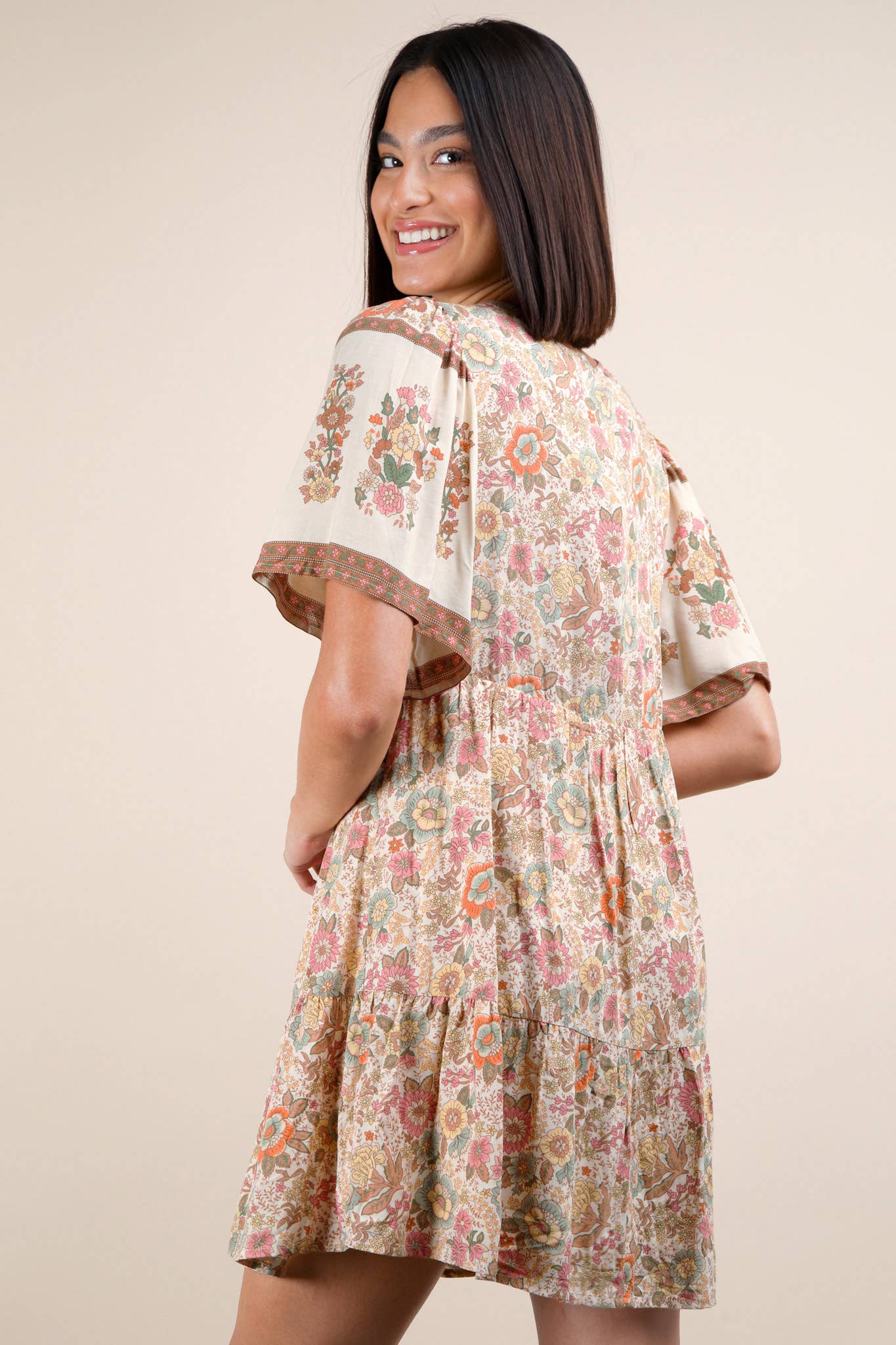 Delilah Boho Print Woven Mini Dress