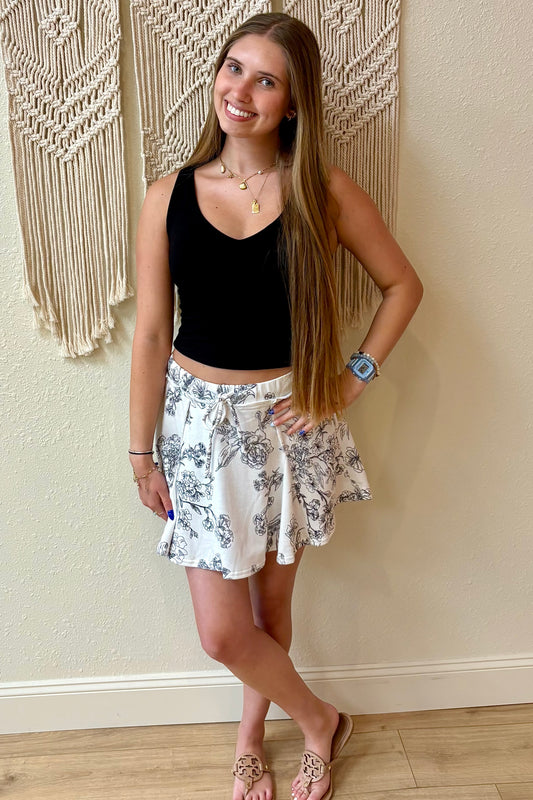 Jasmine Floral Cotton Terry Skort