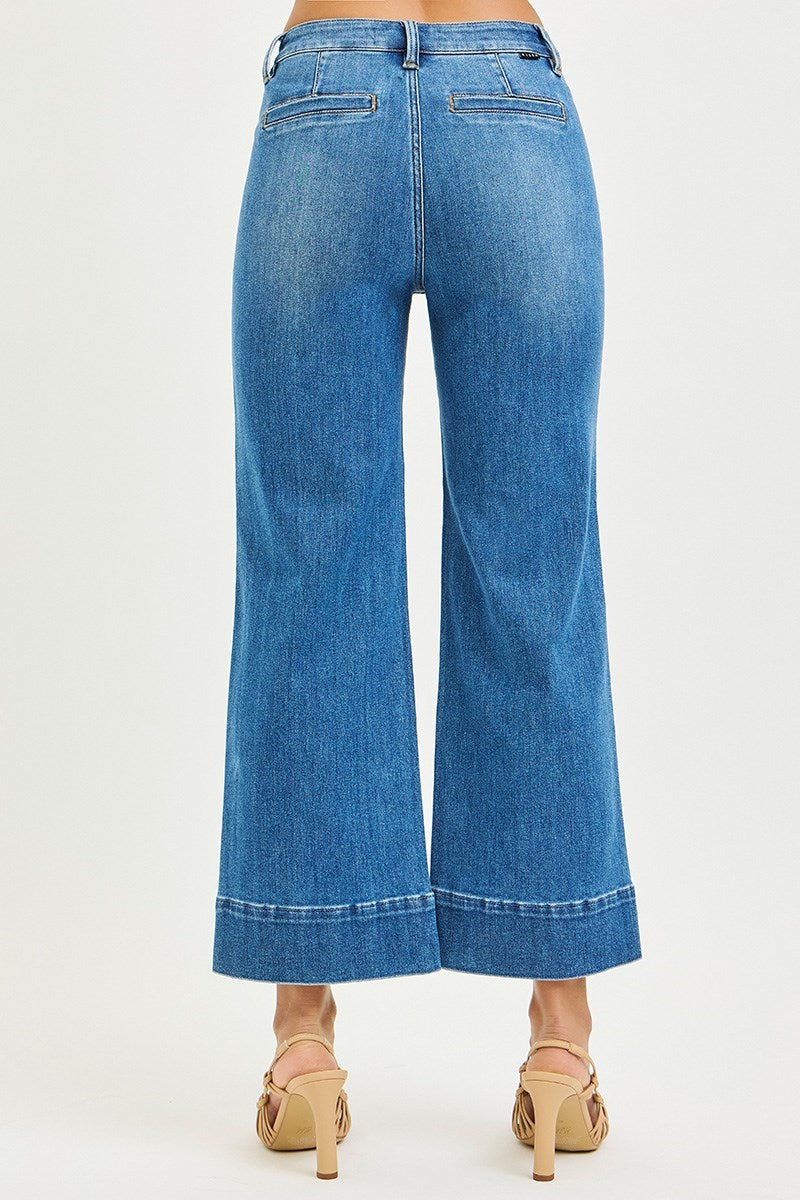 Risen Patch Pocket Wide Leg Crop Jeans