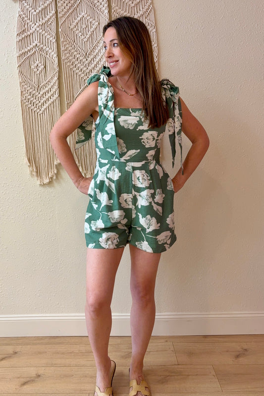 Selina Floral Tie Strap Romper