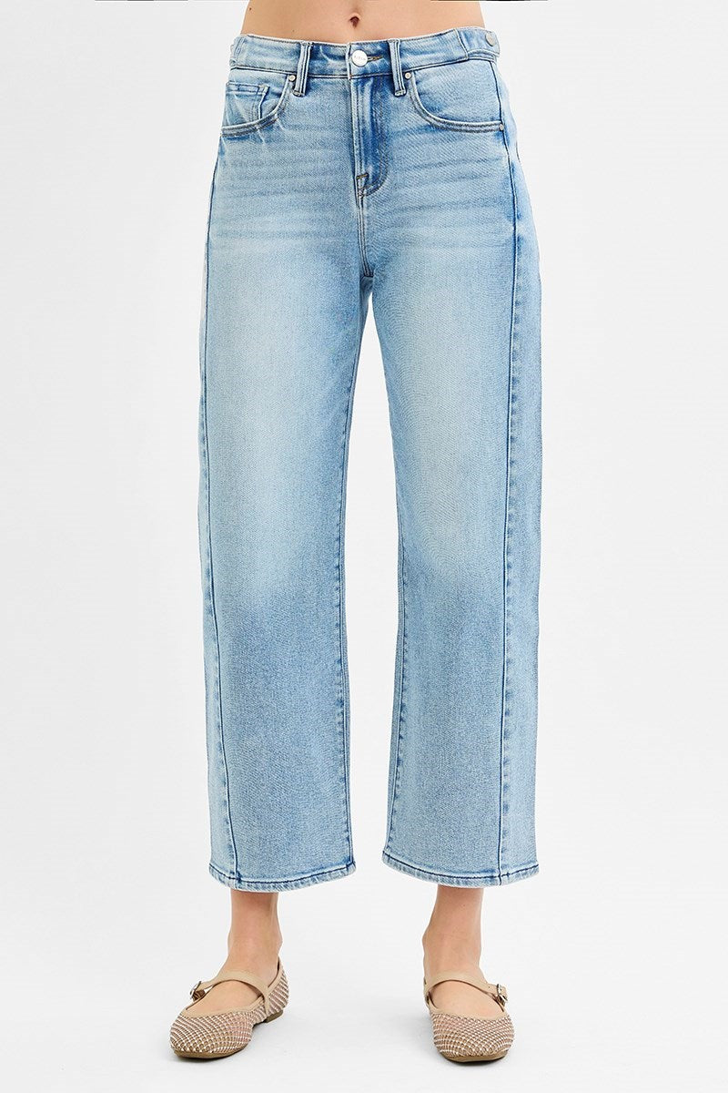 Risen High Rise Cropped Barrel Leg Jean