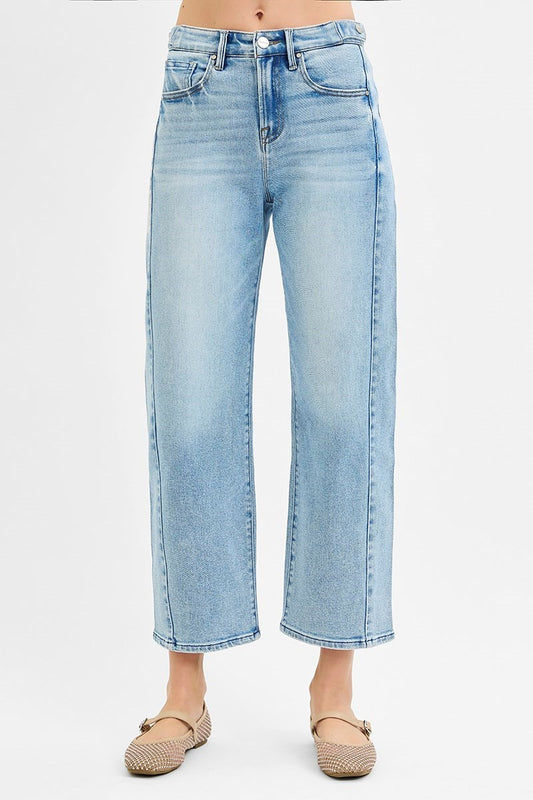 Risen High Rise Cropped Barrel Leg Jean