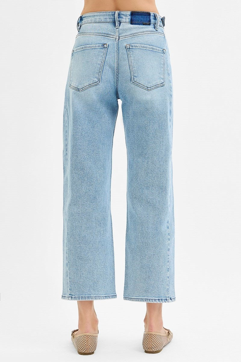 Risen High Rise Cropped Barrel Leg Jean