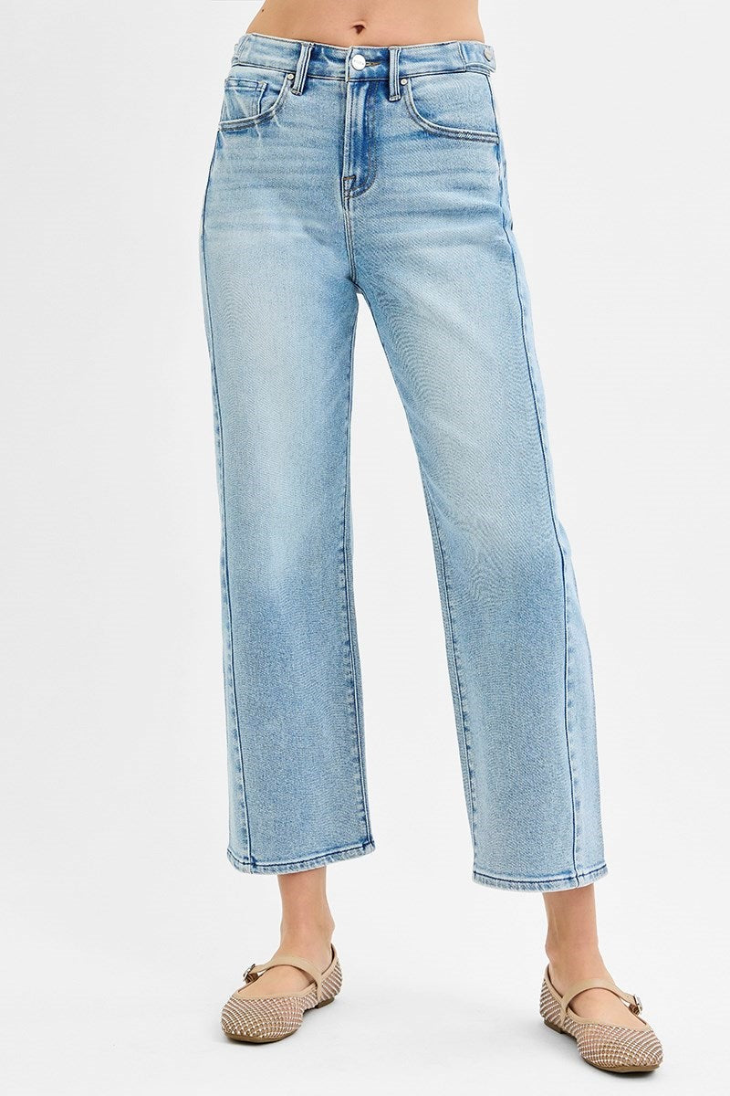 Risen High Rise Cropped Barrel Leg Jean