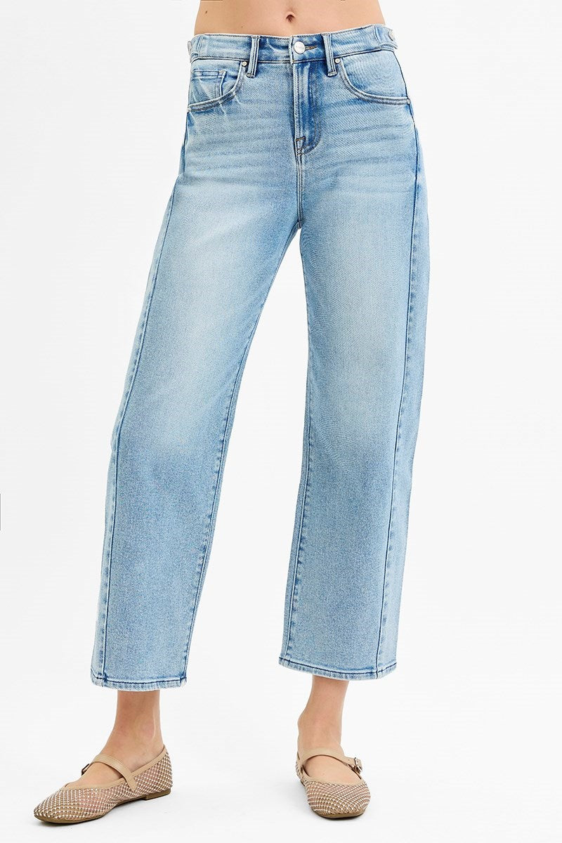 Risen High Rise Cropped Barrel Leg Jean