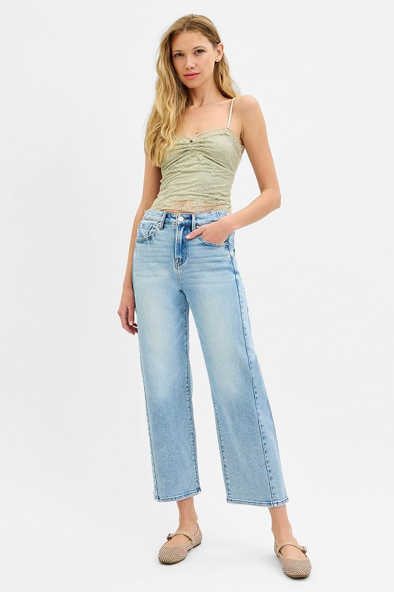 Risen High Rise Cropped Barrel Leg Jean