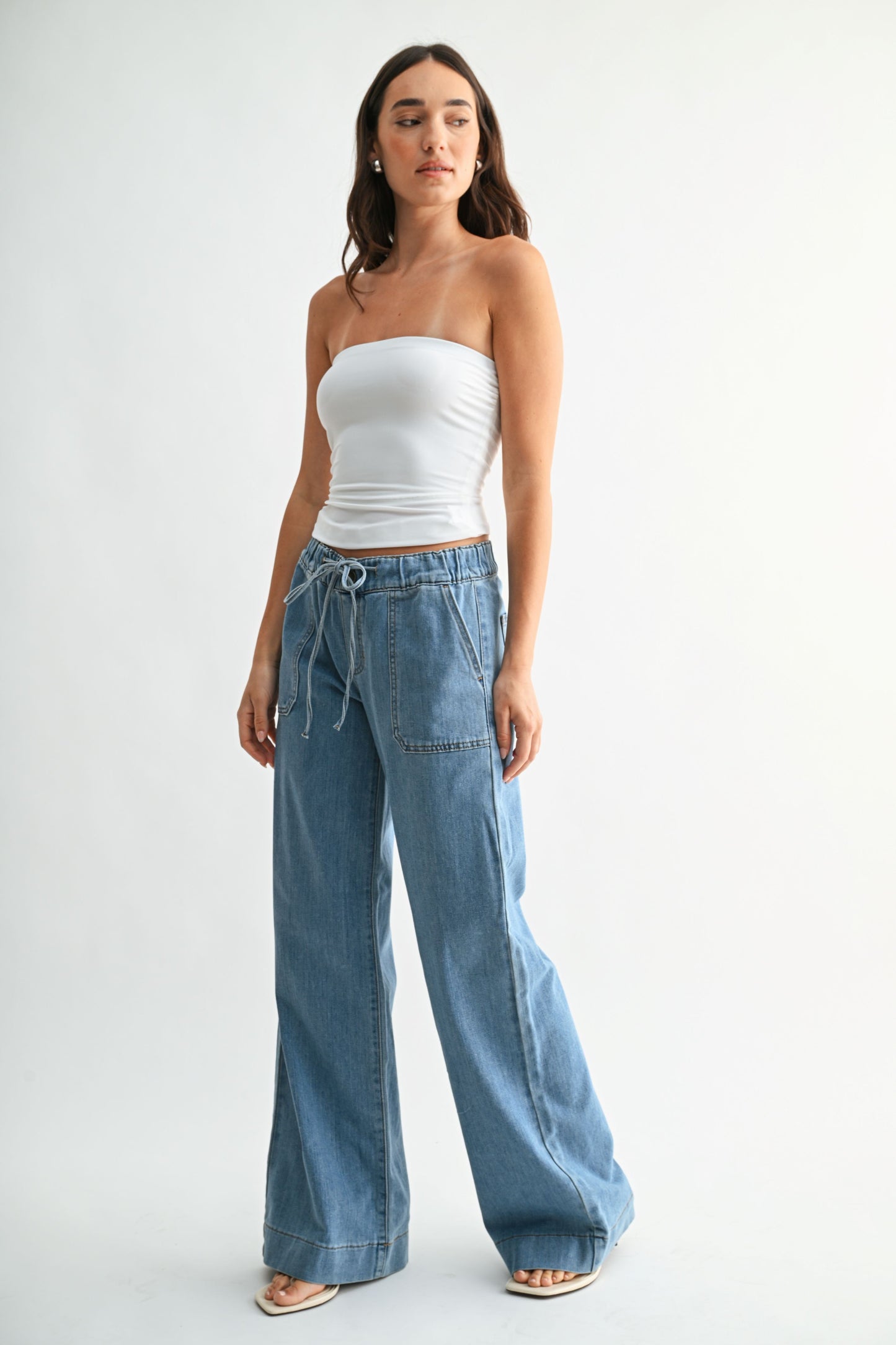 Just USA Wide Leg Tie Front Jeans