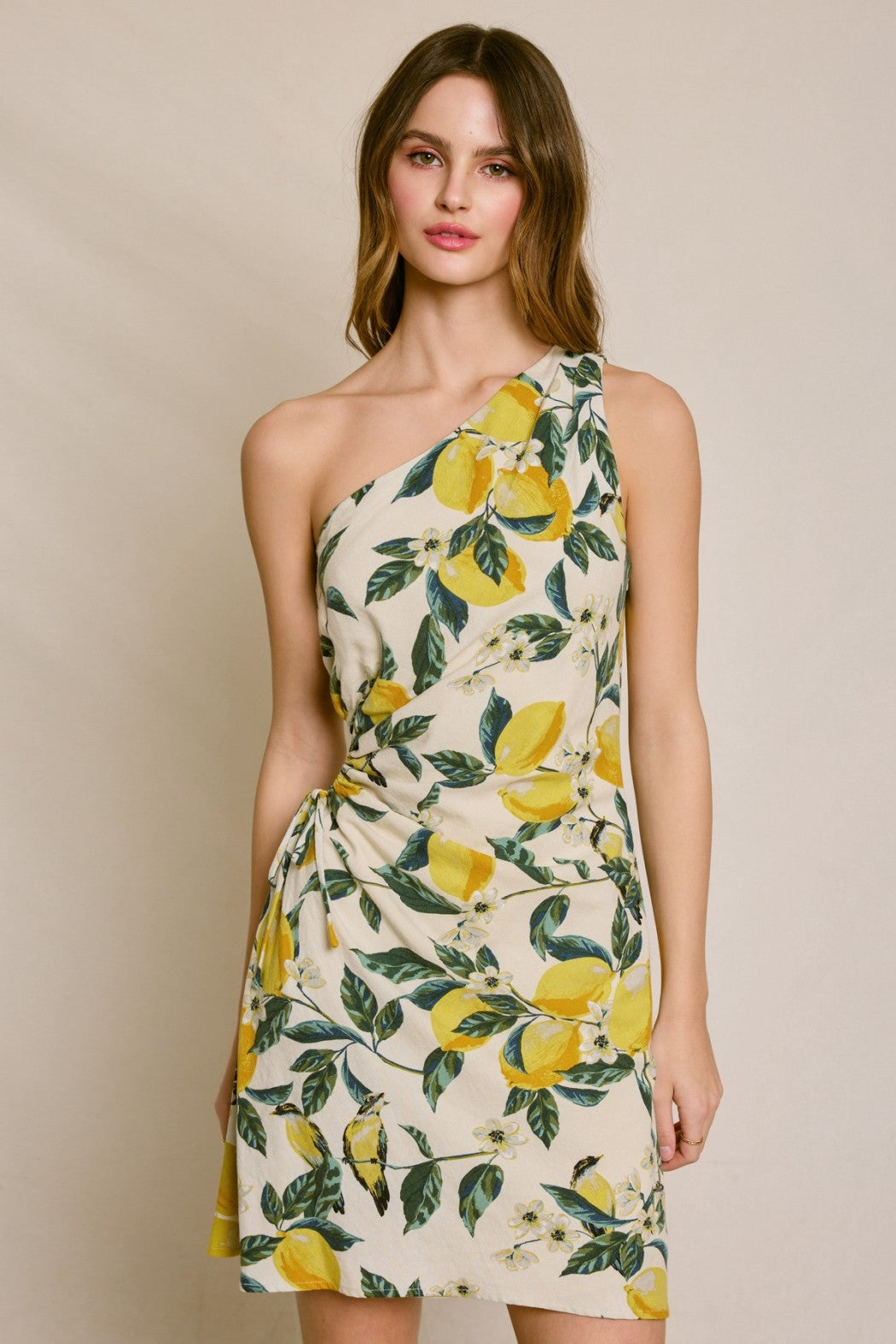 Marlena One Shoulder Lemon Dress