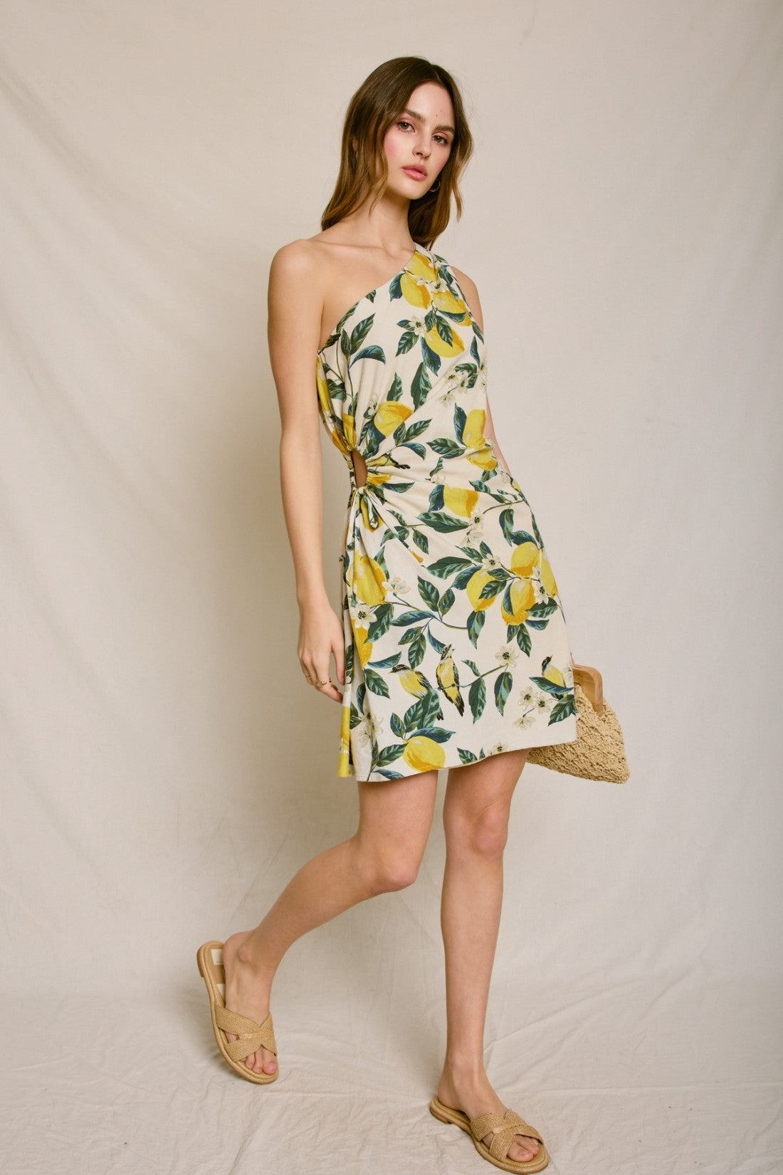 Marlena One Shoulder Lemon Dress