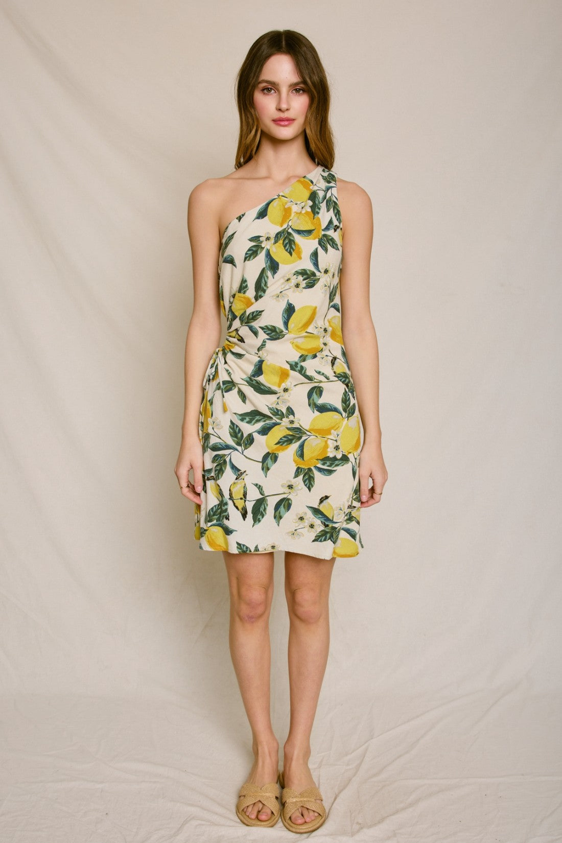 Marlena One Shoulder Lemon Dress