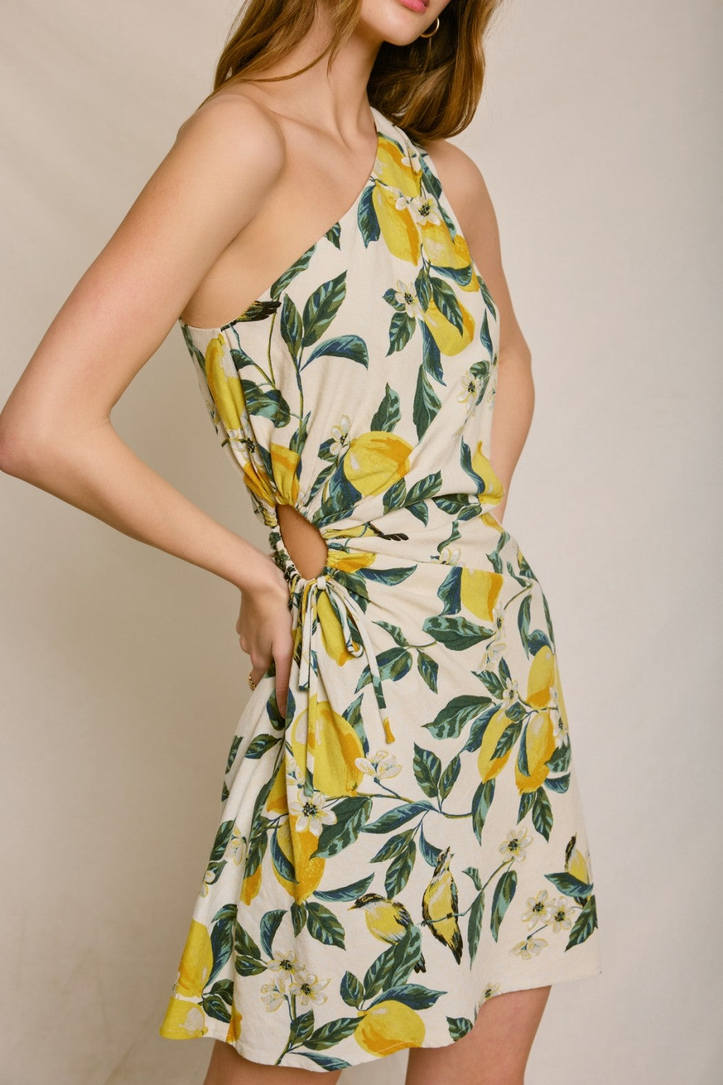 Marlena One Shoulder Lemon Dress