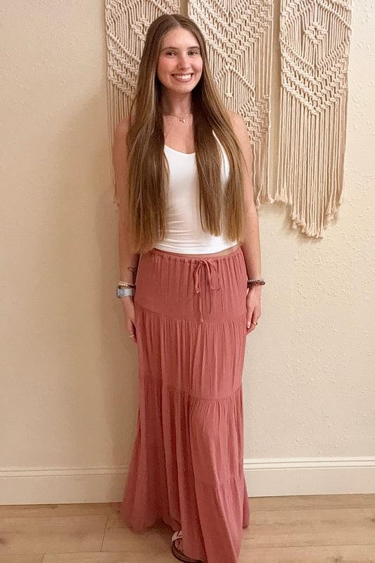 Parker Mauve Tiered Maxi Skirt