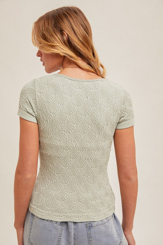 Brie Short Sleeve Jacquard Top