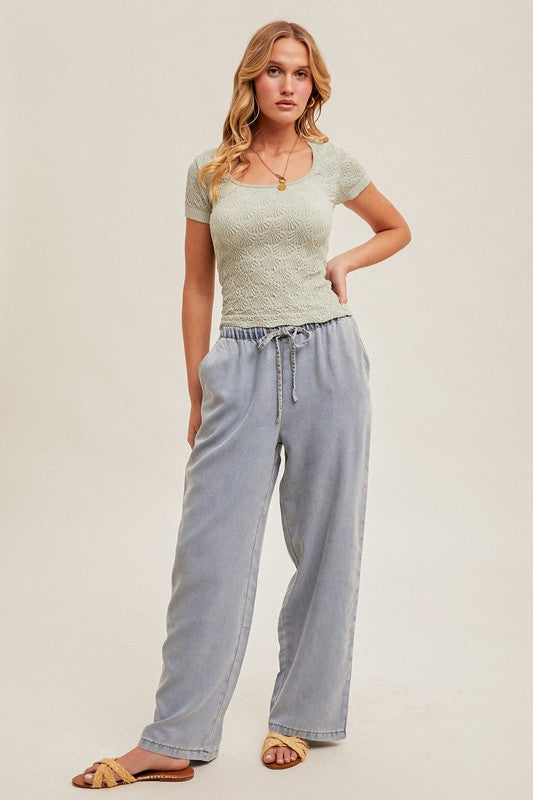 Brie Short Sleeve Jacquard Top