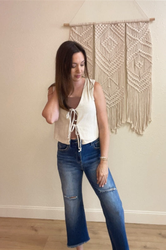 Marissa Tie Front Linen Vest