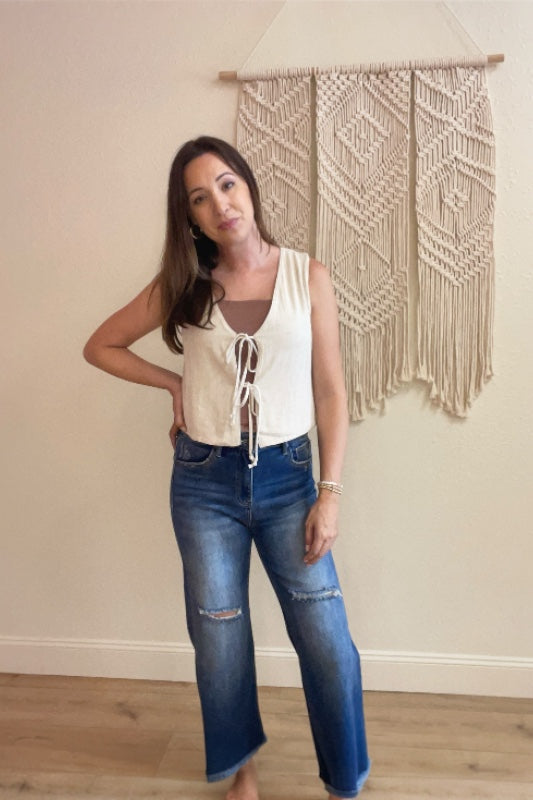 Marissa Tie Front Linen Vest