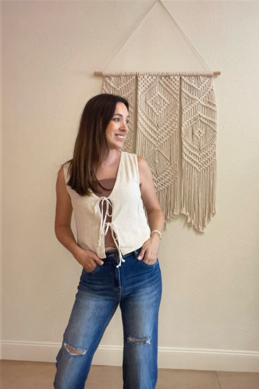Marissa Tie Front Linen Vest