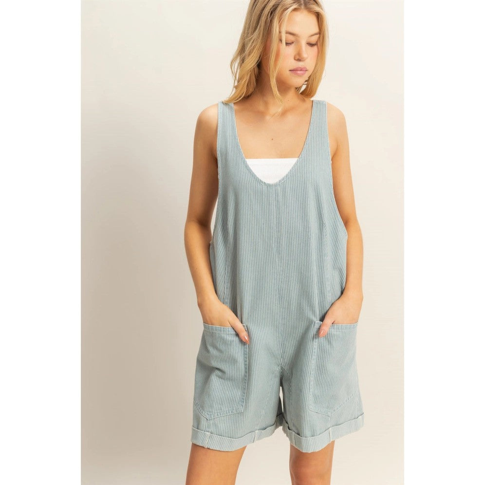 Allison Denim Stripe Romper