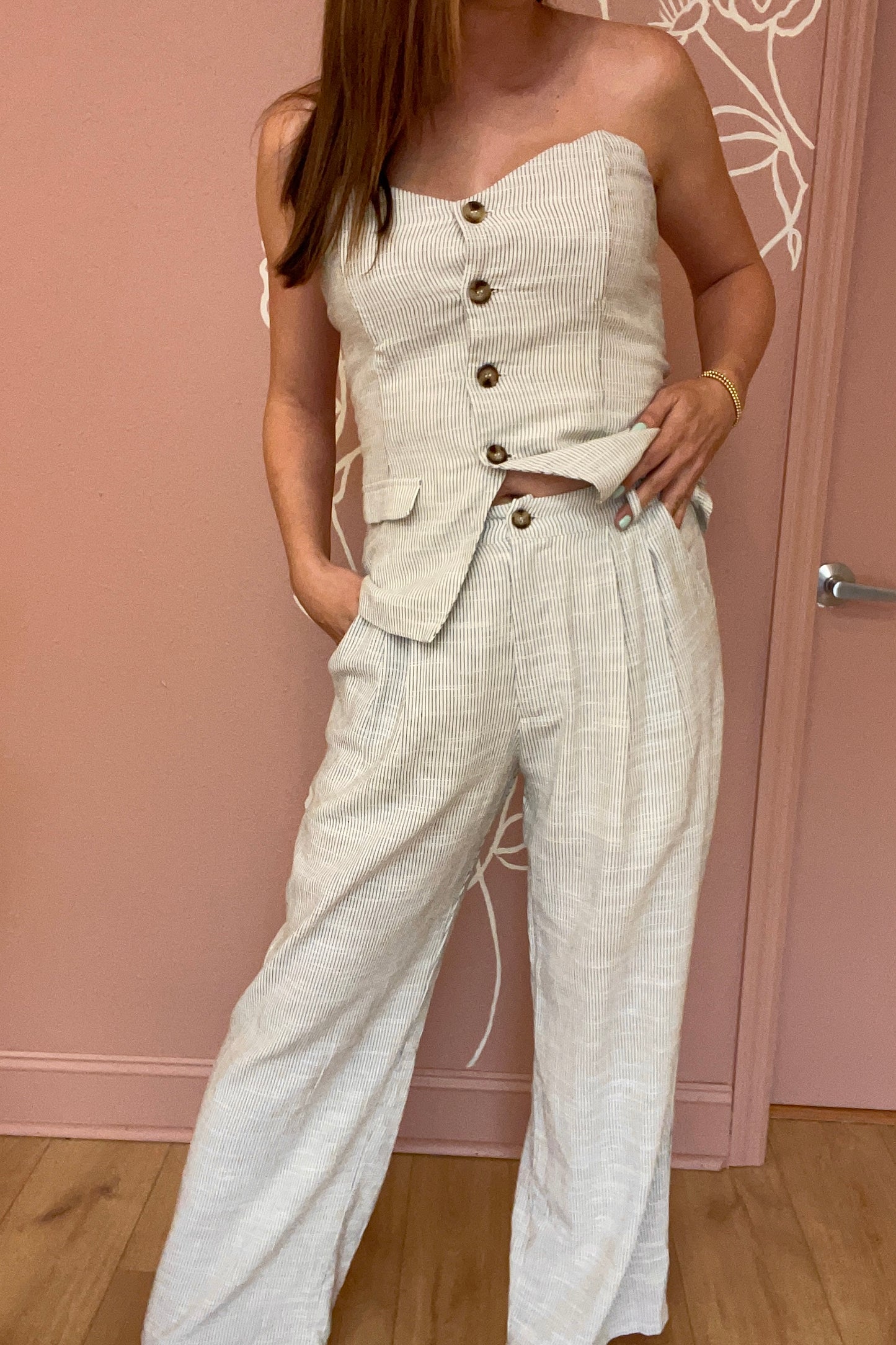 Amelia Pinstripe Wide Leg Pants