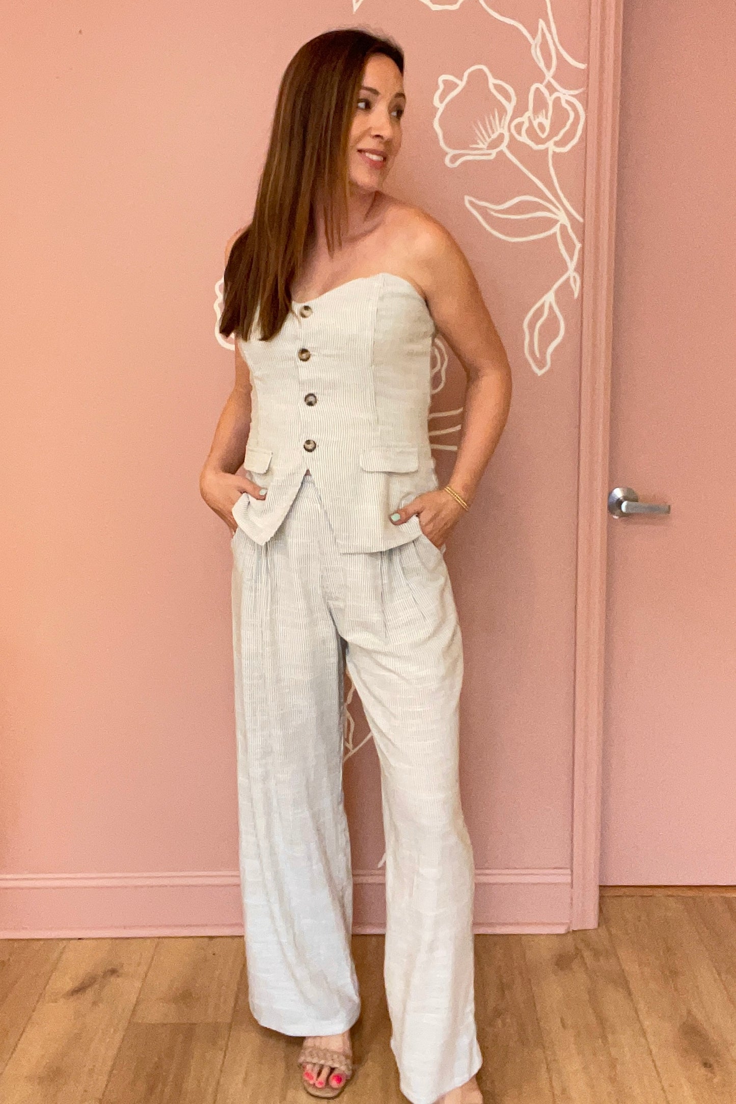 Amelia Pinstripe Wide Leg Pants