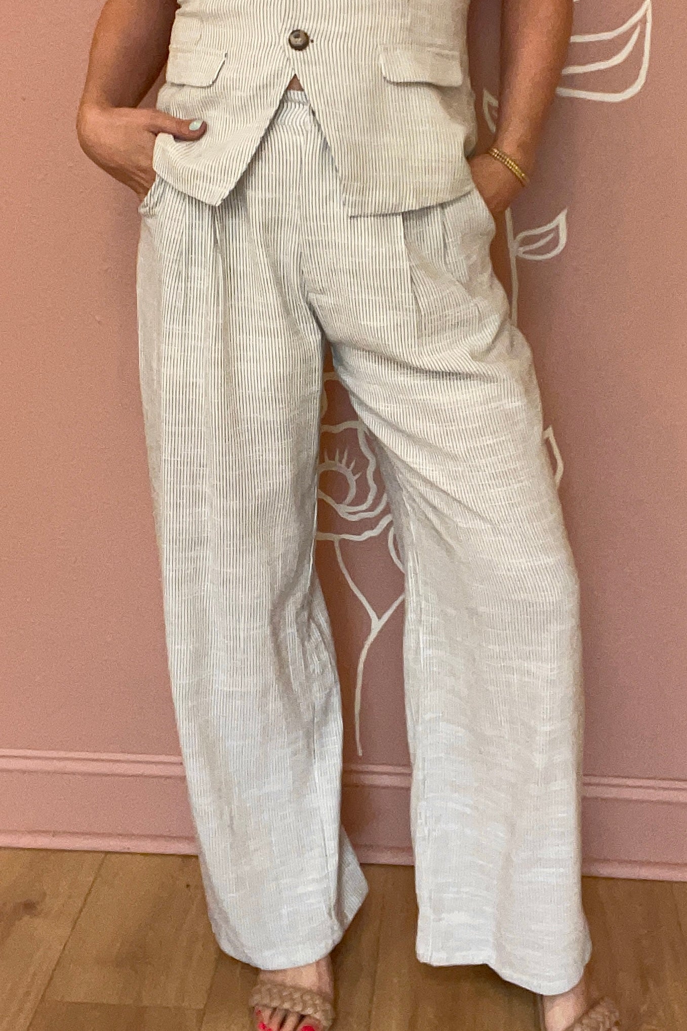 Amelia Pinstripe Wide Leg Pants