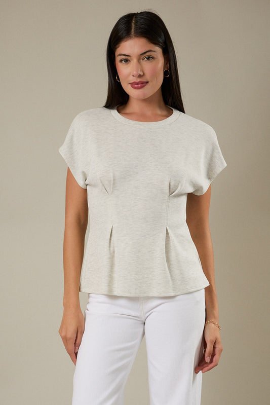 Rowan Heather Gray Pleated Top