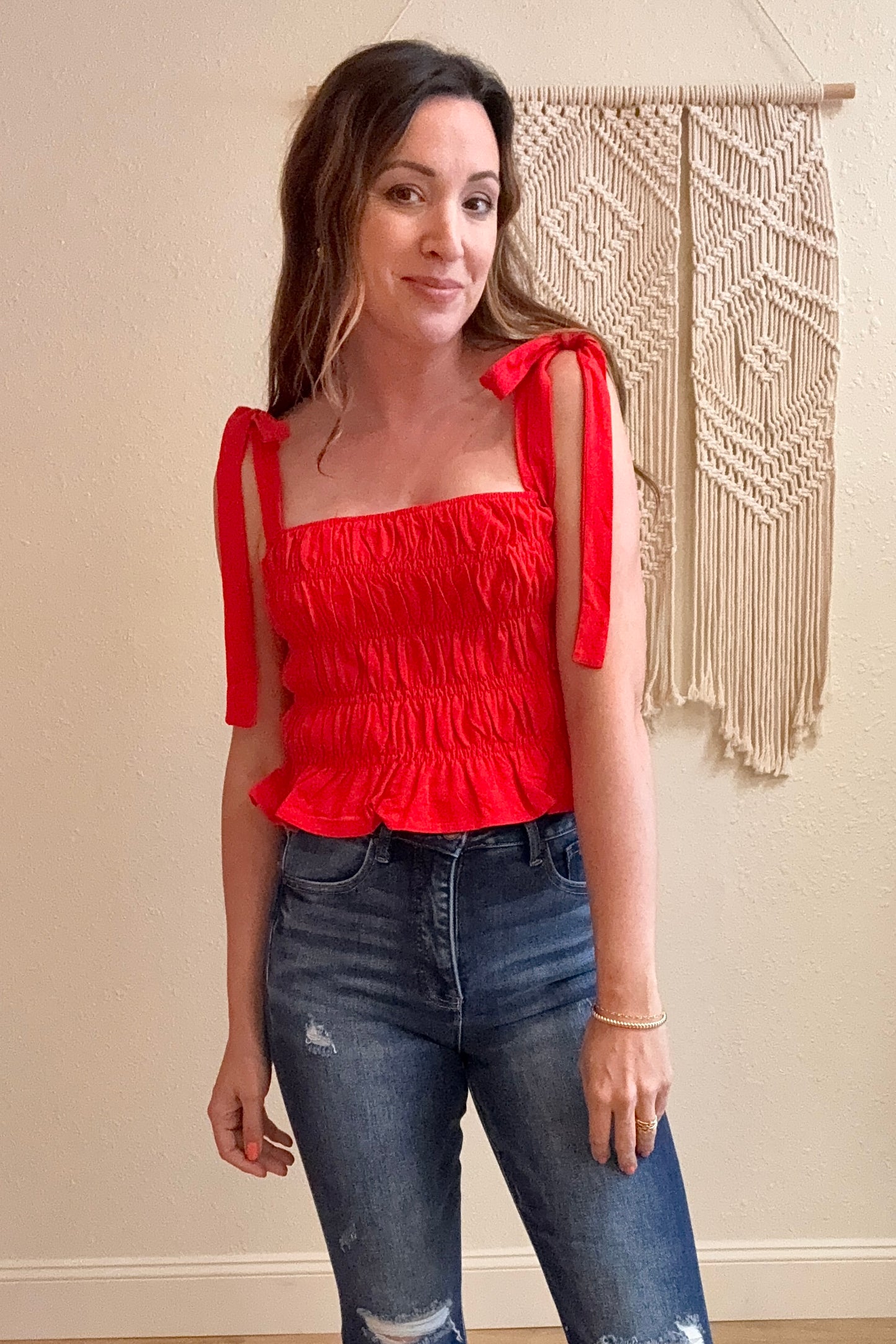 Courtney Tie Strap Peplum Tank