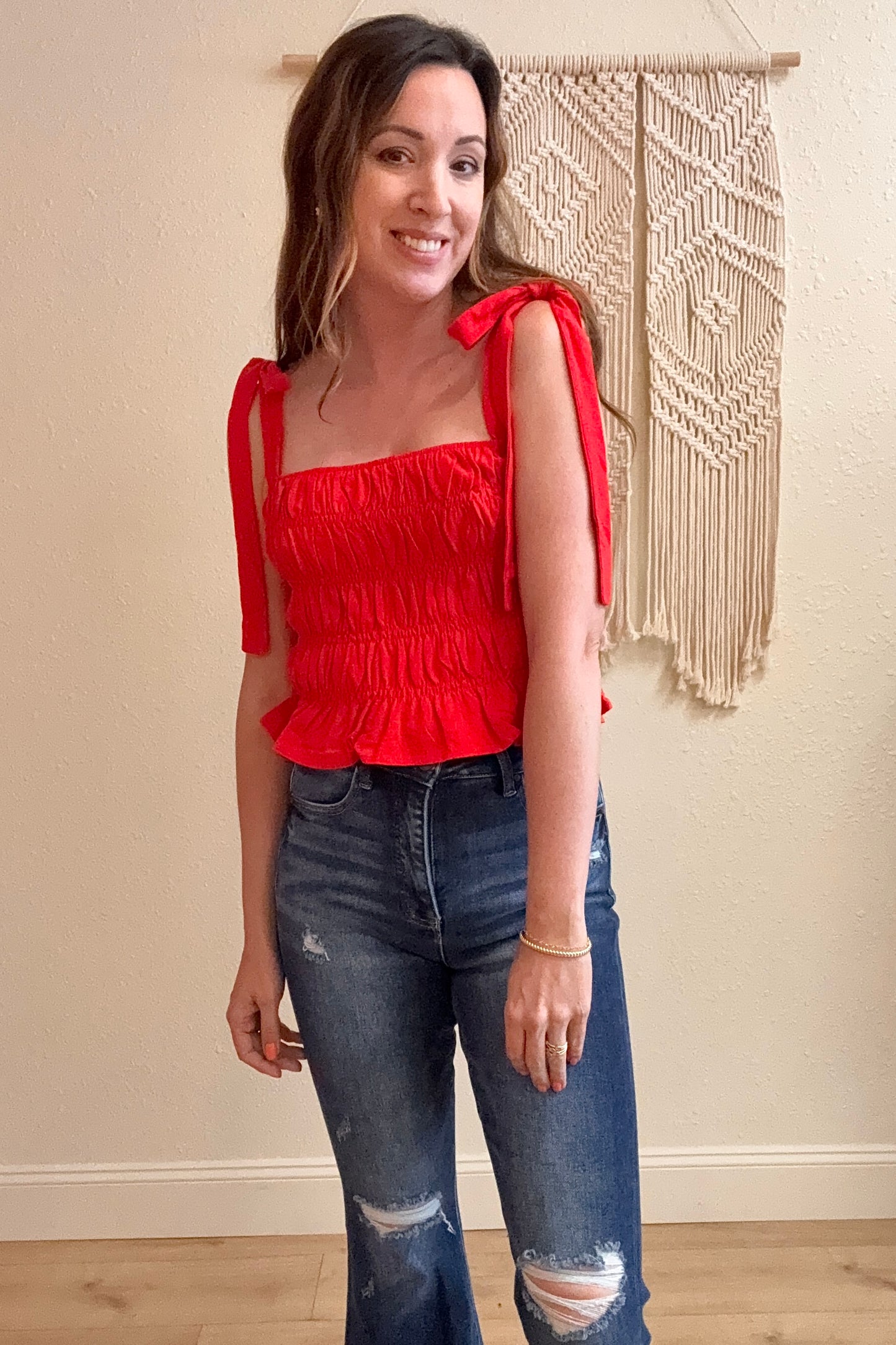 Courtney Tie Strap Peplum Tank