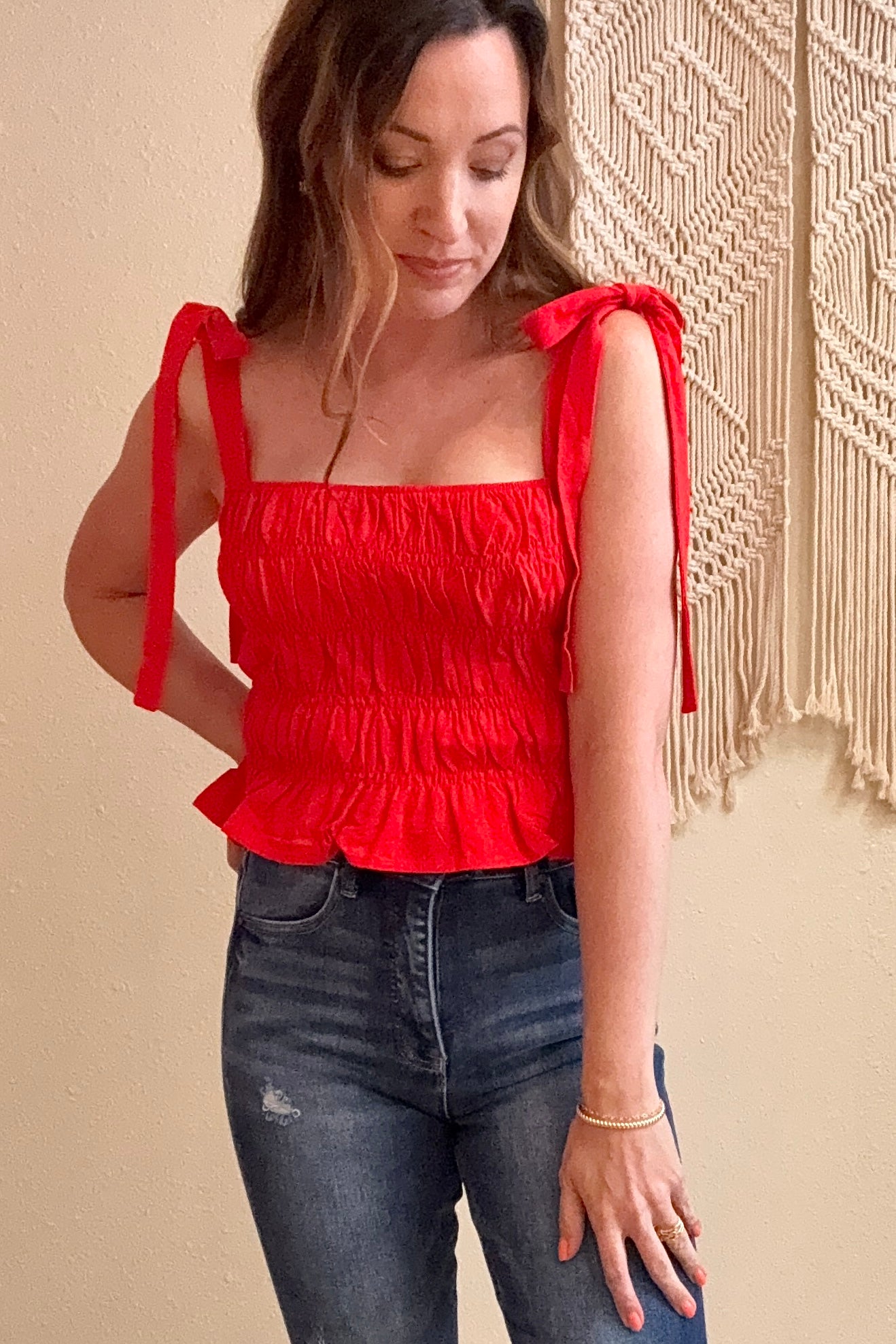 Courtney Tie Strap Peplum Tank