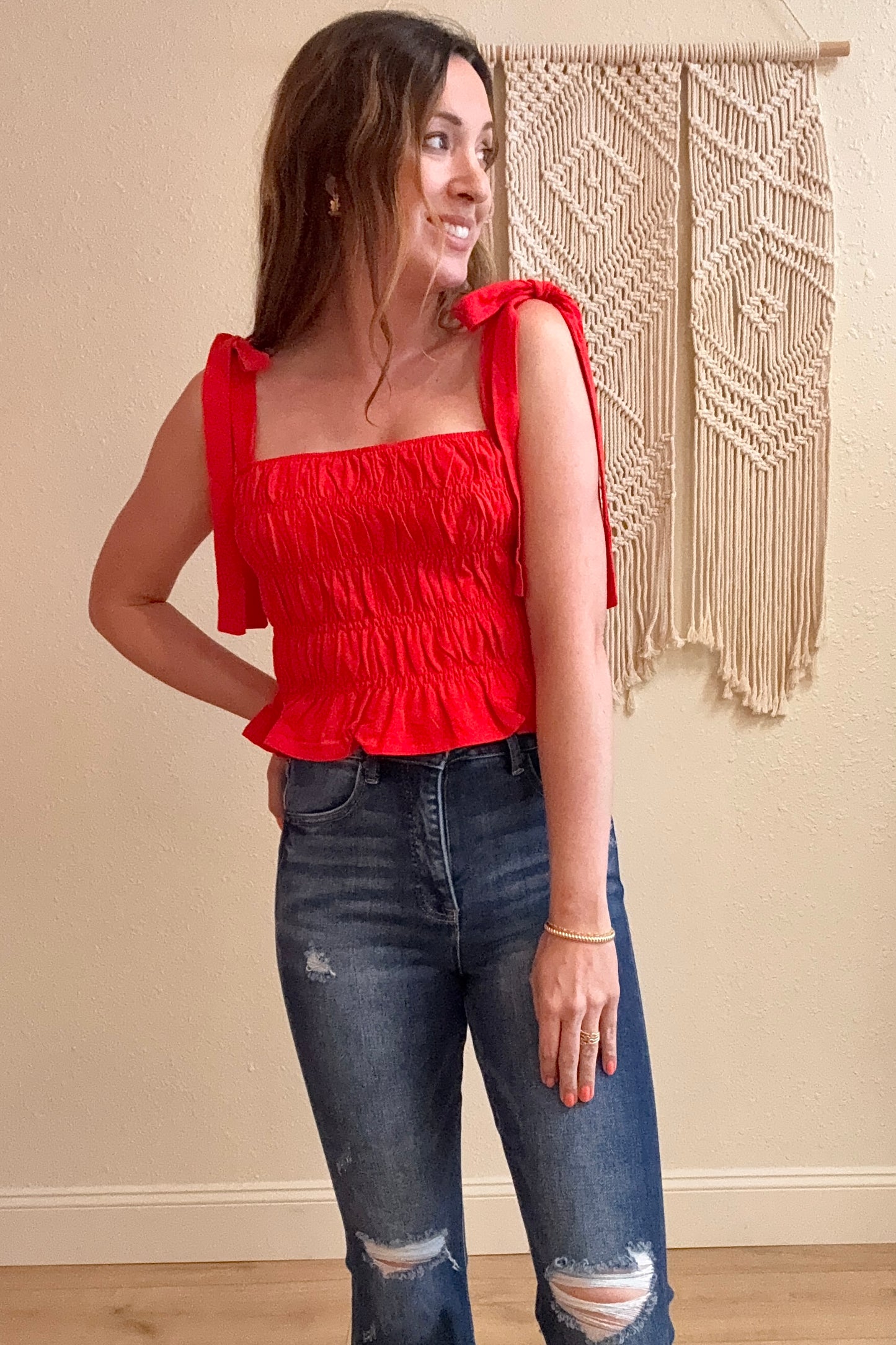 Courtney Tie Strap Peplum Tank