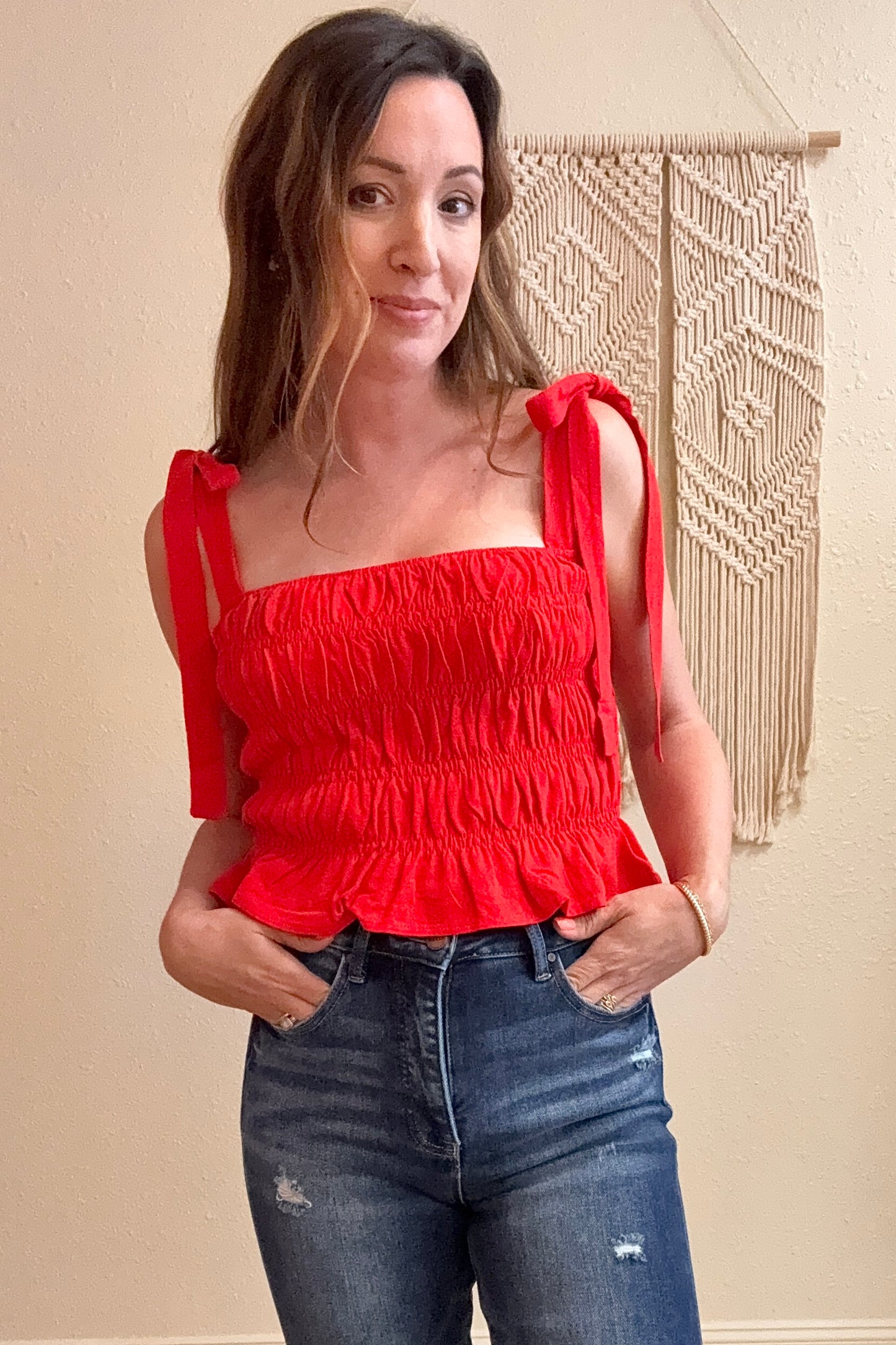Courtney Tie Strap Peplum Tank