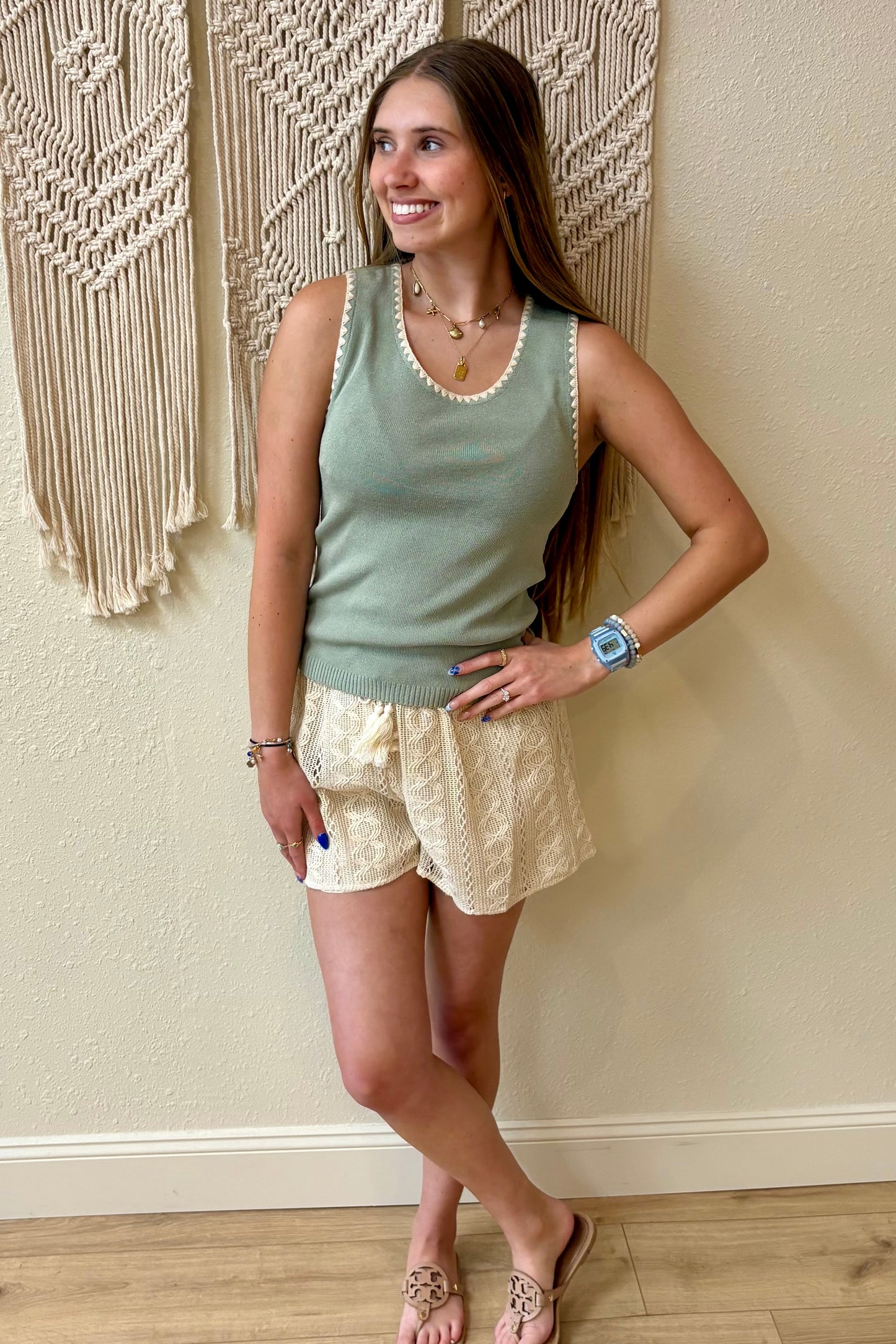 Haven Sage Green Knit Tank Top