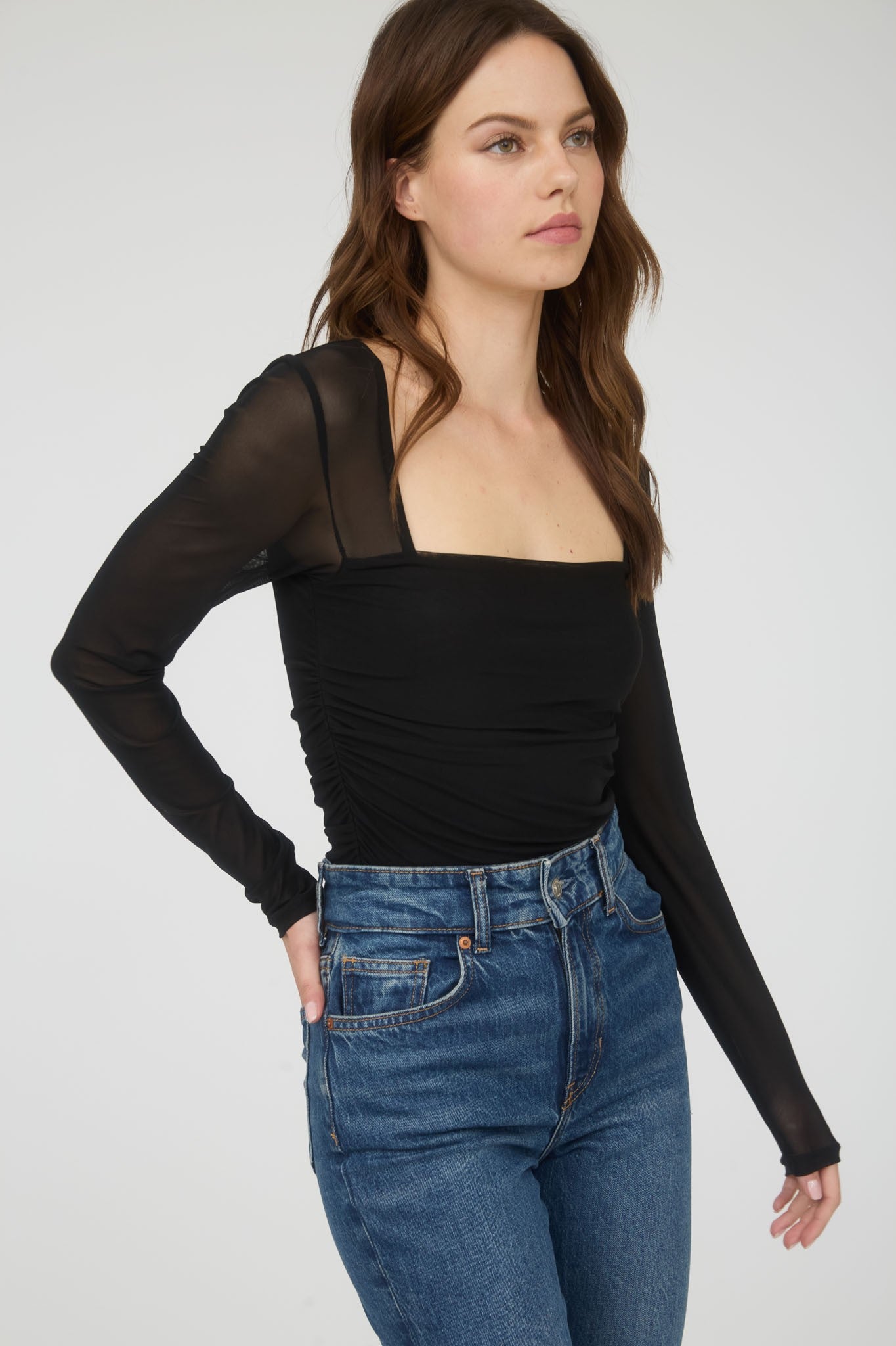 Isabella Square Neck Ruched Top
