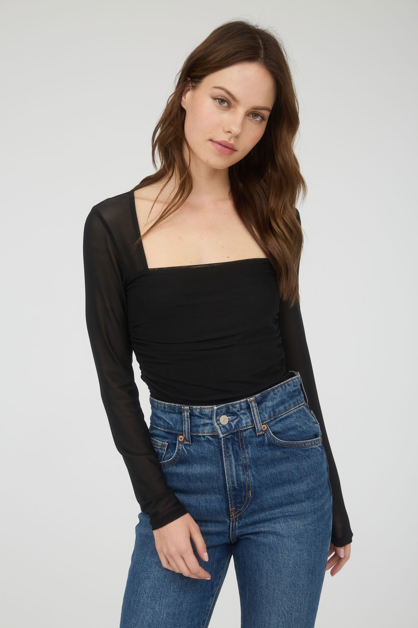 Isabella Square Neck Ruched Top