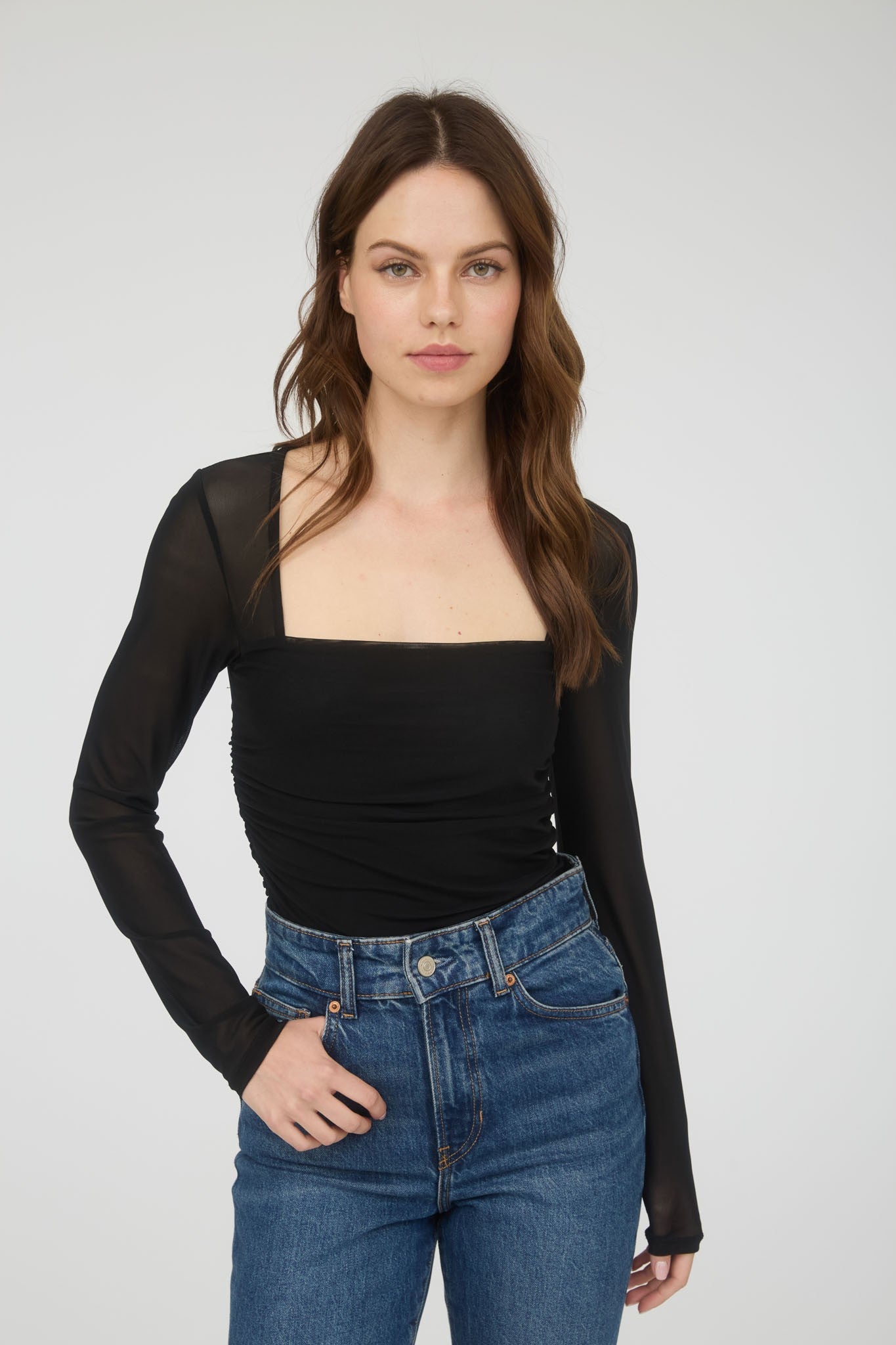 Isabella Square Neck Ruched Top