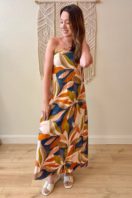 Eve Strapless Tie Back Maxi Dress