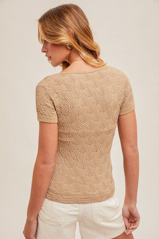 Brie Short Sleeve Jacquard Top