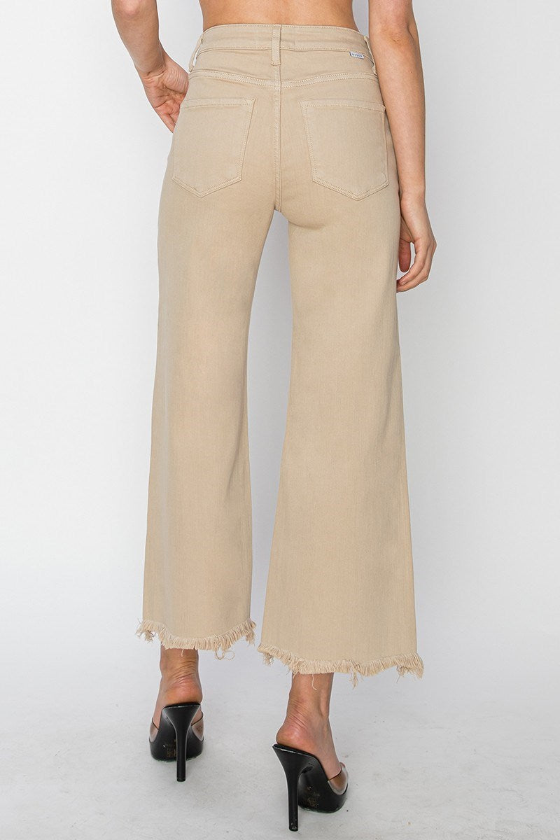 Risen Taupe Wide Leg Crop Jeans