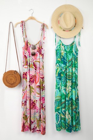 Stella Pink Tropical Print Midi Dress