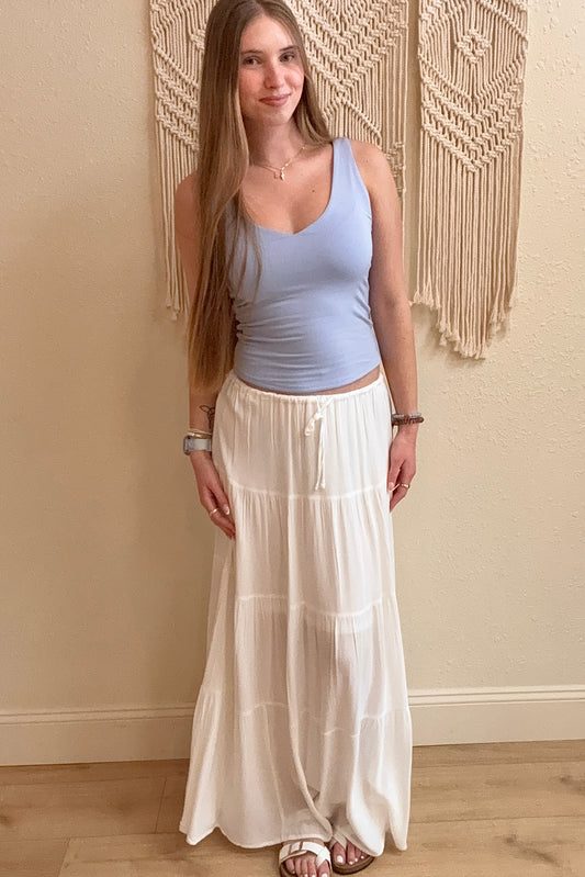 Parker White Tiered Maxi Skirt