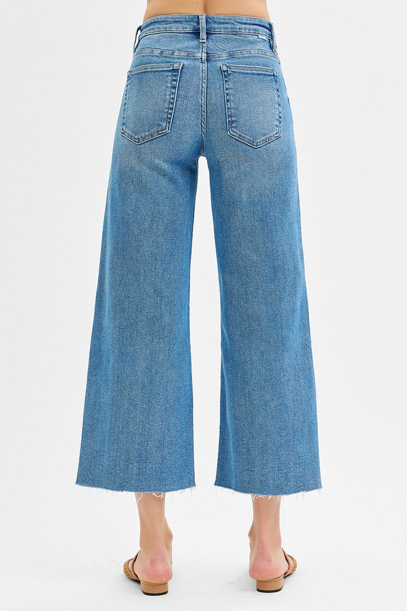Risen Wide Leg Crop Front Seam Denim